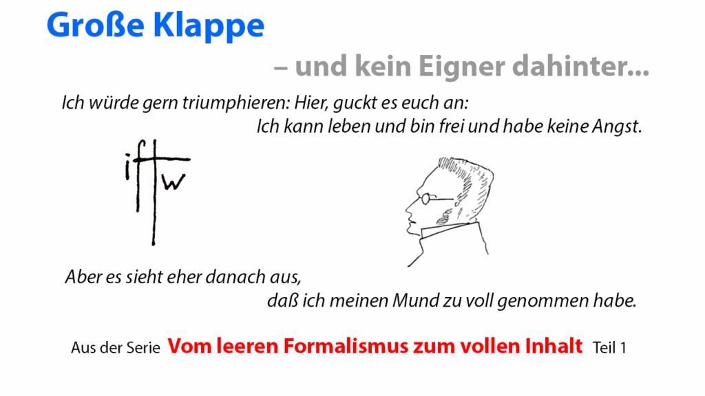 Theaterstück, Brecht in Augsburg, Goethe, Werther, Form, Schauspiel, Dramatik, Malewitsch, Form ist Wollust, Ernst Stadler, Ulrich Plenzdorf, Die neuen Leiden des jungen W., Peter Hacks, Ein Gespräch im Hause Stein über den abwesenden Herrn von Goethe, Jean Anouilh, Sartre, Ionesco, absurdes Theater, Stück im Stück, Philipp Stölzl, Peter Weiss, Die Verfolgung und Ermordung Jean Paul Marats dargestellt durch die Schauspielgruppe des Hospizes zu Charenton unter Anleitung des Herrn de Sade, Berliner Ensemble, Hanns Anselm Perten, Marat/Sade, Der Boxer, Jurek Becker, Hermann Hesse, Steppenwolf, Traktat vom Steppenwolf, Formalismus, Text, Obsession, Inhalt, Kunst, Psychologie, Exzeß, Max Stirner, Bernd A. Laska, LSR-Projekt, Meyerhold, Alexander Dymschitz, Bilder in Bildern, Bild im Bild, l'art pour l’art, Schwarzes Quadrat, Ummagumma, Pink Floyd, formaler Trick, Bild-im-Bilde-Technik, Portrait of the Artist as a Young Man, James Joyce, intellektuell, philosophisch, künstlerisch, Inhaltslosigkeit, Leere, Nichts, Vincent Reynouard, multidimensional, Video, Depression, Wahrheit, Eigner, Prosastück, Bilder einer Ausstellung, Modest Mussorgski,